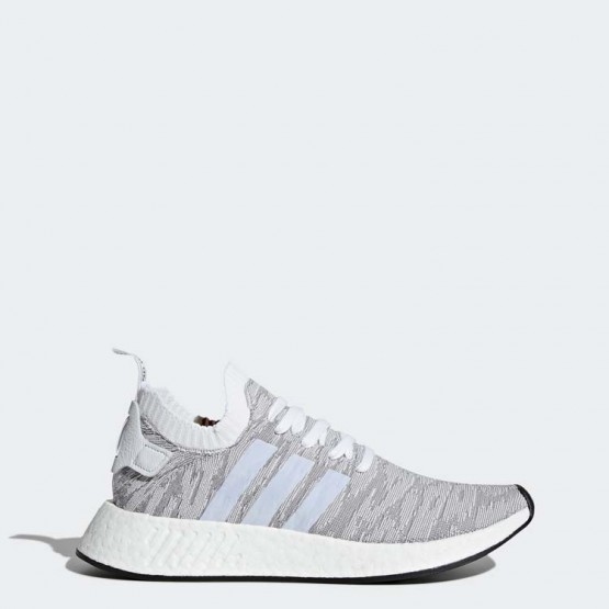 Mens White/Core Black Adidas Originals Nmd_r2 Primeknit Shoes 346KNSIY