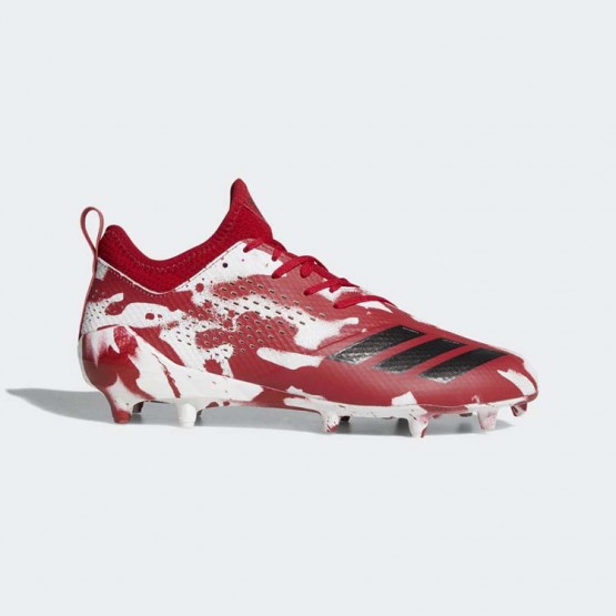 Mens White/Black/University Red Adidas Adizero Tagged Cleats Football Cleats 414SBUWX