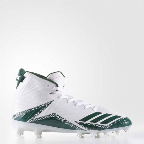 Mens White Ftw/Dark Green Adidas Freak X Carbon Mid Cleats Football Cleats 618RPUQA