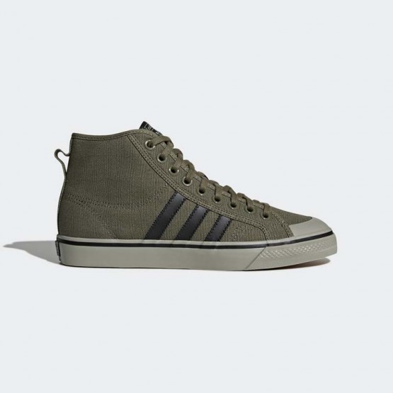 Mens Olive Cargo/Core Black Adidas Originals Nizza Hi Shoes 909GYALO