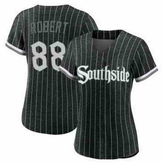 Women Chicago White Sox #88 Luis Robert Black 2021 City Connect Stitched MLB Flex Base Nike Jersey->women mlb jersey->Women Jersey