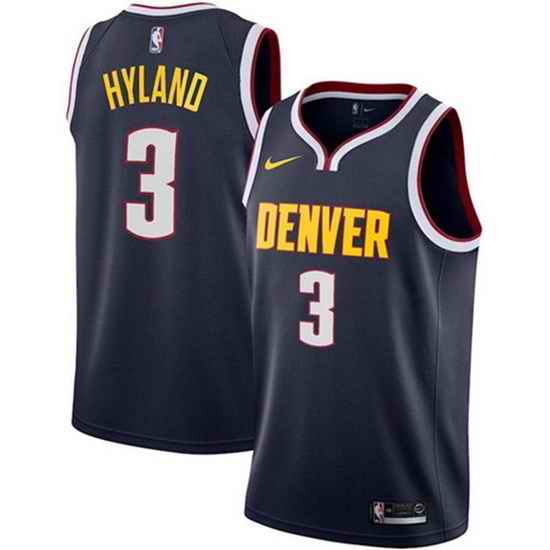 Men Denver Nuggets #3 Nah Shon Hyland Navy Icon Edition Stitched Jersey
