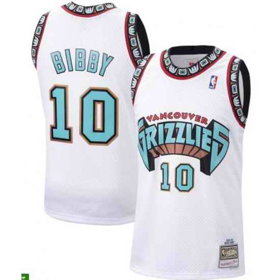 Men's Mike Bibby White Vancouver Grizzlies Mitchell & Ness Hardwood Classics 1998 Swingman Jersey->memphis grizzlies->NBA Jersey