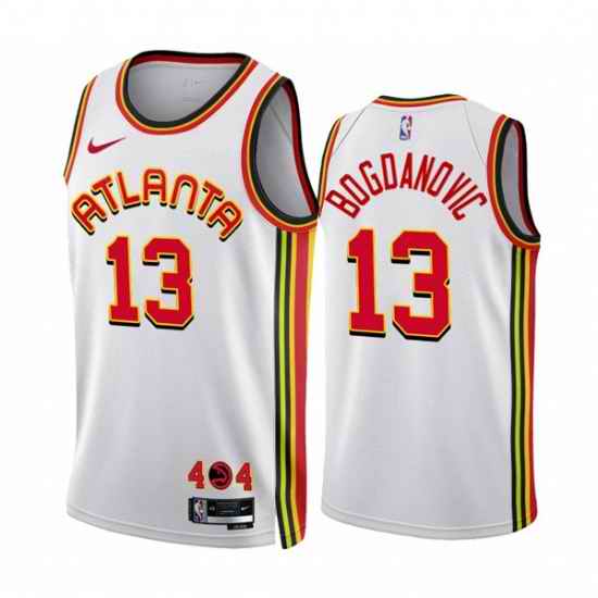 Men's Atlanta Hawks #13 Bogdan Bogdanovic 2022-23 White Association Edition Stitched Jersey->atlanta hawks->NBA Jersey