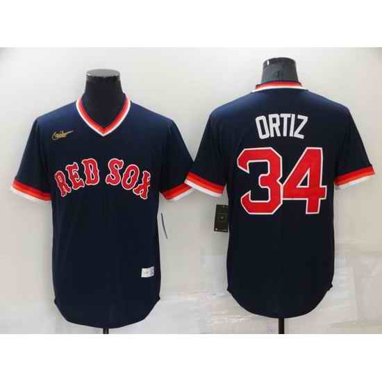 Men Boston Red Sox #34 David Ortiz Navy Stitched Baseball jersey