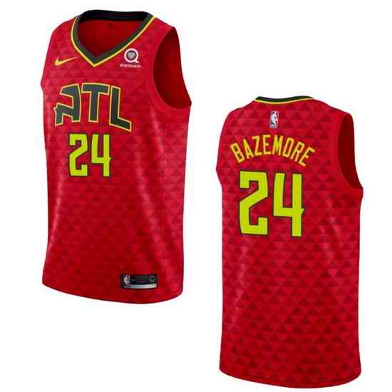 Men Atlanta Hawks #24 Kent Bazemore Red Statement Edition Stitched Jersey