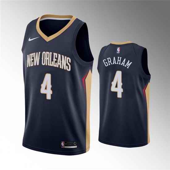 Men New Orleans Pelicans #4 Devonte 27 Graham Navy Icon Edition Stitched Jersey