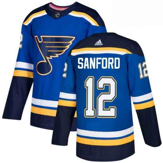 Mens Adidas St Louis Blues #12 Zach Sanford Premier Royal Blue Home NHL Jersey