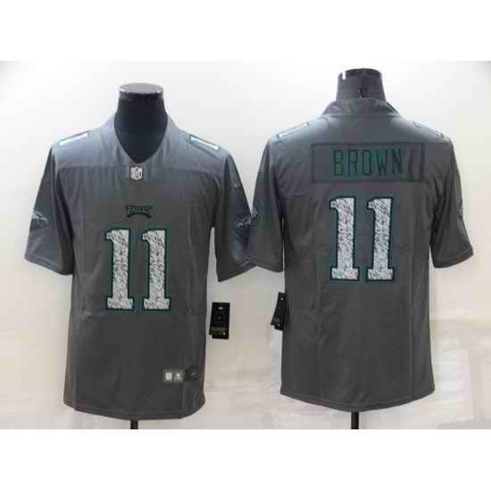 Men Philadelphia Eagles #11 A J Brown Gray Fashion Static Limited Stitched Jerse