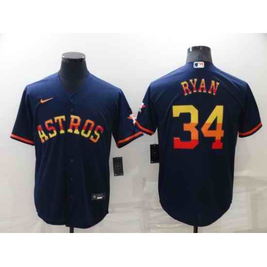 Men Houston Astros #34 Nolan Ryan 2022 Navy Cool Base Stitched Jerse