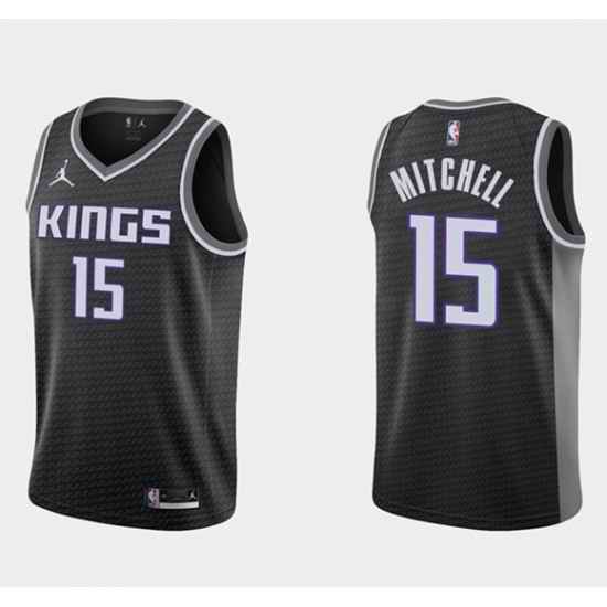 Men Sacramento Kings #15 Davion Mitchell Swingman Black Statement Edition Stitched Jersey