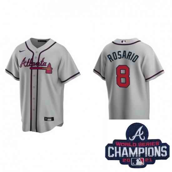 Men Nike Atlanta Braves #8 Eddie Rosario Gray Alternate Stitched Baseball Stitched MLB 2021 Champions Patch Jersey->2021 world series->MLB Jersey