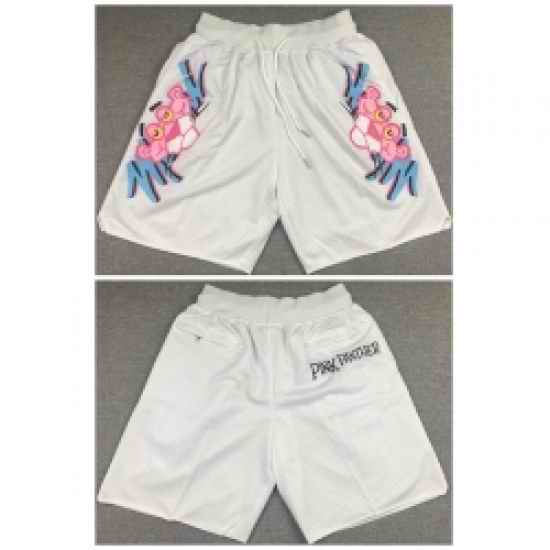 Men Miami Heat White Pink Panther Shorts Run Small->nba shorts->NBA Jersey