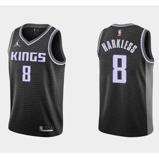 Men Sacramento Kings #8 Maurice Harkless Swingman Black Statement Edition Stitched Jersey