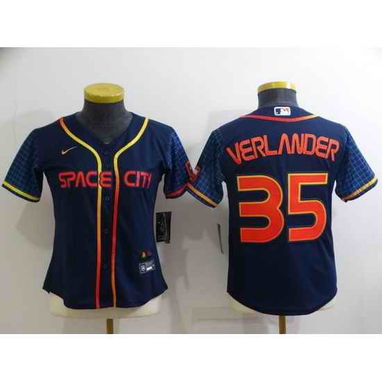 Women Houston Astros #35 Justin Verlander 2022 Navy City Connect Stitched Jersey 28Run Small 2->women mlb jersey->Women Jersey