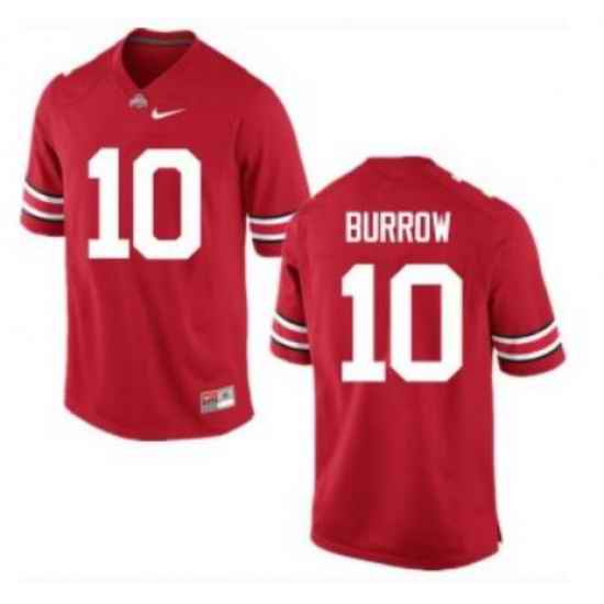 Men Ohio State Buckeyes #10 Joe Burrow Red College Football Jersey