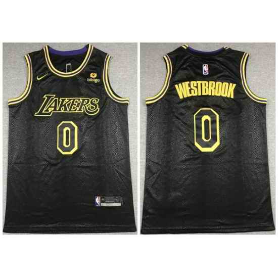 Men Los Angeles Lakers #0 Russell Westbrook Bibigo Black Stitched Jersey