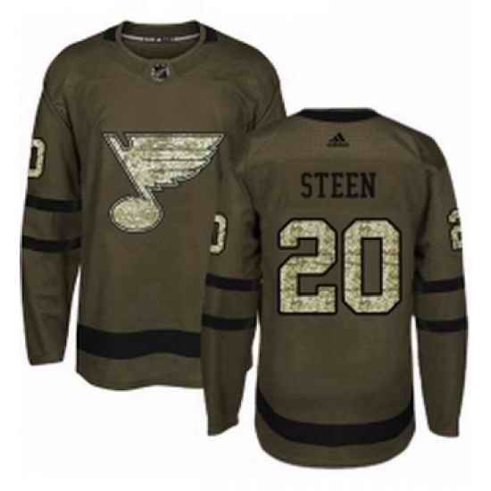 Mens Adidas St Louis Blues #20 Alexander Steen Premier Green Salute to Service NHL Jersey