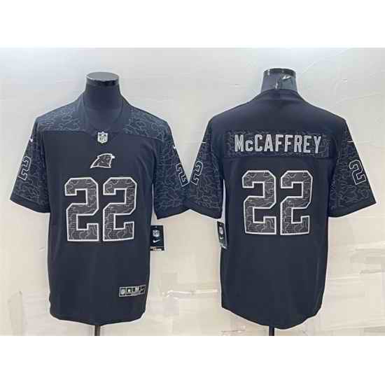 Men Carolina Panthers #22 Christian McCaffrey Black Reflective Limited Stitched