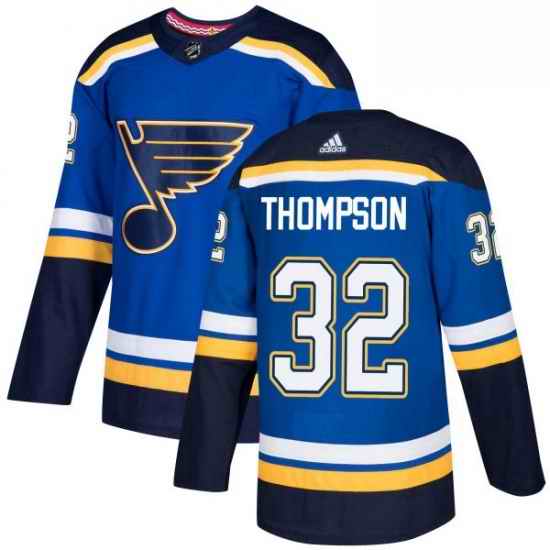 Mens Adidas St Louis Blues #32 Tage Thompson Authentic Royal Blue Home NHL Jersey