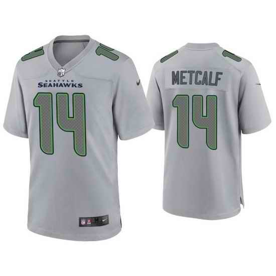 Men Seattle Seahawks #14 D K  Metcalf Grey Atmosphere Fashion Stitched Game Jersey
