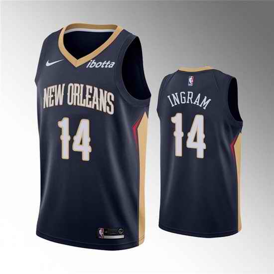 Men New Orleans Pelicans #14 Brandon Ingram Navy Icon Edition Stitched Jersey