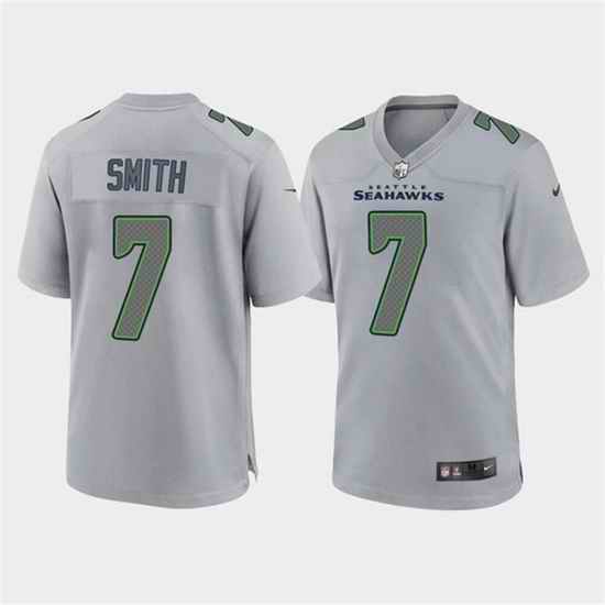 Men Seattle Seahawks #7 Geno Smith Grey Atmosphere Fashion Stitched Game Jersey