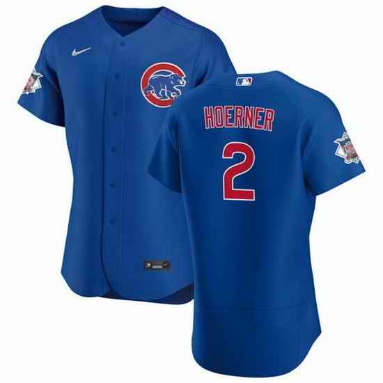 Men Chicago Cubs #2 Nico Hoerner Blue Flex Base Stitched jersey