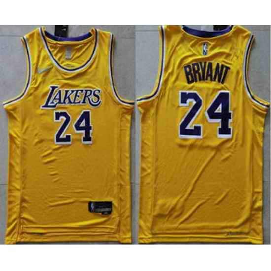 Men Los Angeles Lakers #24 Kobe Bryant 75th Anniversary Diamond Gold 2021 Stitched Basketball Jersey