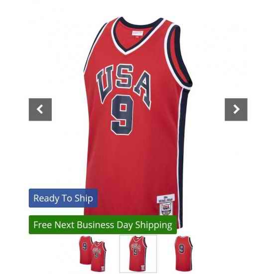 ??ichael Jordan USA Basketball Mitchell Nexx Authentic 1984 Red Jersey