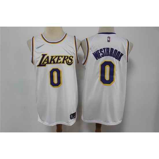 Men Nike Los Angeles Lakers #0 Russell Westbrook White Nike Diamond 75th Anniversary Swingman Jersey