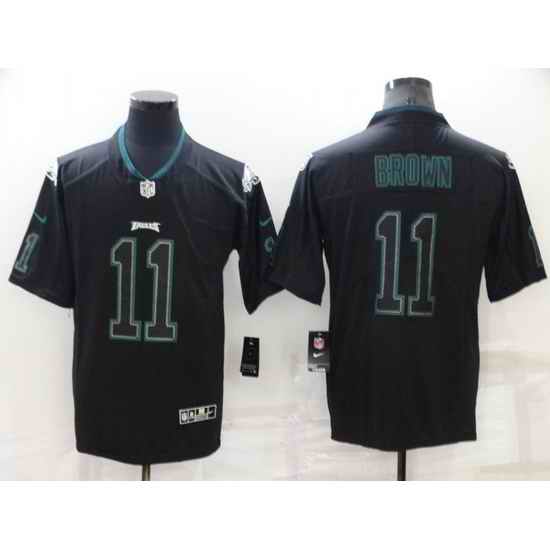Men Philadelphia Eagles #11 A J Brown Lights Out Black Color Rush Limited Stitched Jerse