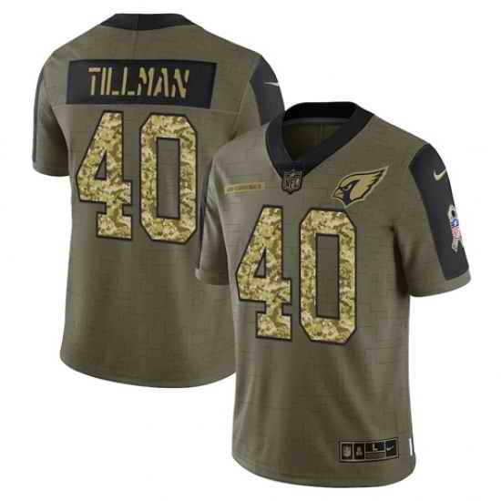 Men Arizona Cardinals #40 Pat Tillman 2021 Salute To Service Olive Camo Limited Stitched Jersey