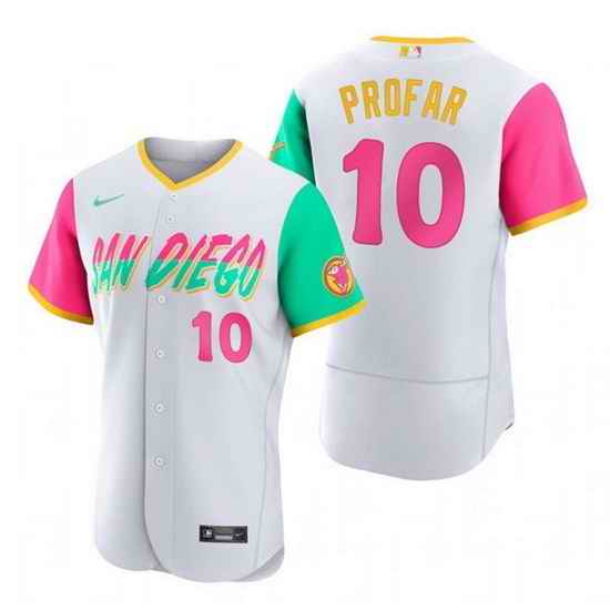 Men San Diego Padres #10 Jurickson Profar 2022 White City Connect Flex Base Stitched Baseball Jersey