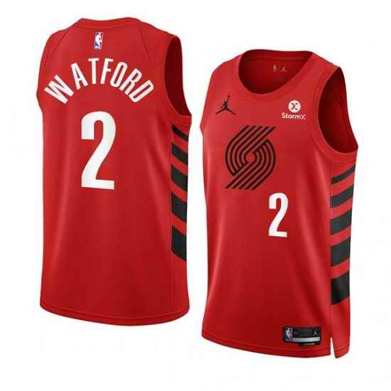 Men Portland Trail Blazers #2 Trendon Watford 2022 23 Red Statement Edition Swingman Stitched Basketball Jersey