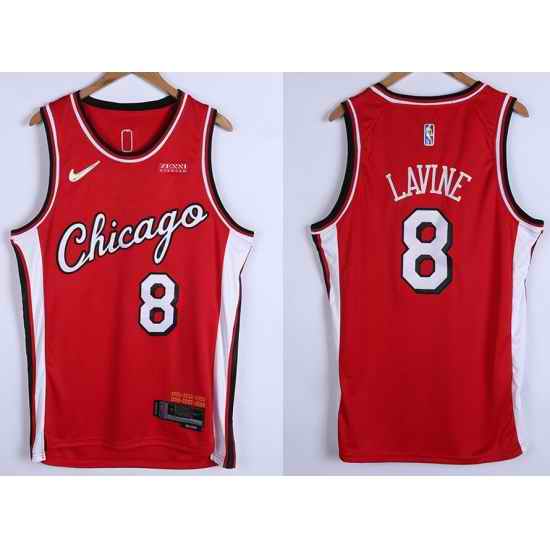 Men Chicago Bulls #8 Zach LaVine 75th Anniversary Red Edition Swingman Stitched Basketball Jersey