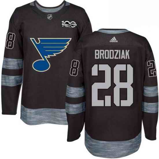 Mens Adidas St Louis Blues #28 Kyle Brodziak Authentic Black 1917 2017 100th Anniversary NHL Jersey