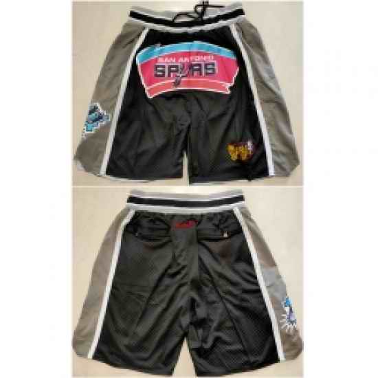 Men San Antonio Spurs Black Grey Shorts Run Small->nba shorts->NBA Jersey