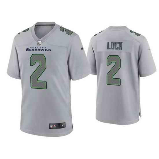 Men Seattle Seahawks #2 Drew Lock Grey Atmosphere Fashion Stitched Game Jersey