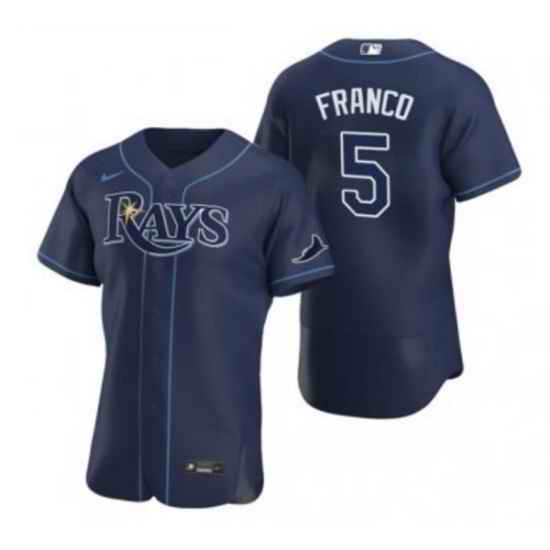 Men Tampa Bay Rays #5 Wander Franco Navy Flex Base Stitched Jersey
