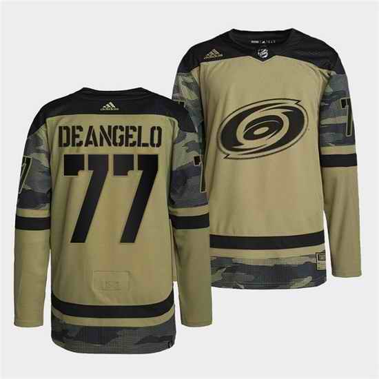 Men Carolina Hurricanes #77 Tony DeAngelo 2022 Camo Military Appreciation Night Stitched jersey