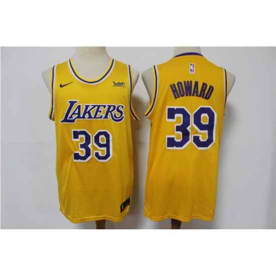 Men Los Angeles Lakers #39 Dwight Howard Yellow Stitched Basketball Jersey