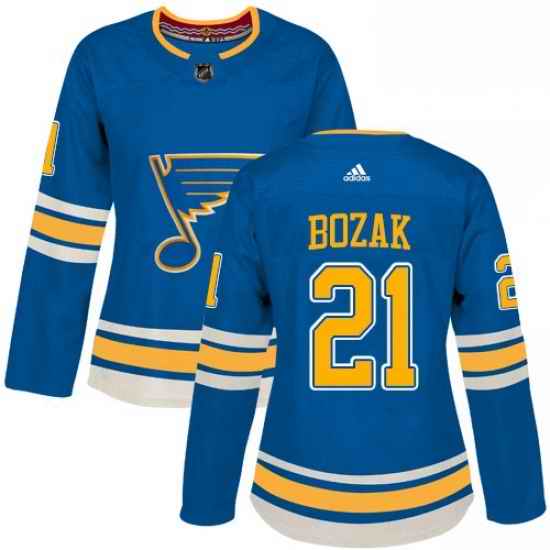 Womens Adidas St Louis Blues #21 Tyler Bozak Authentic Navy Blue Alternate NHL Jersey