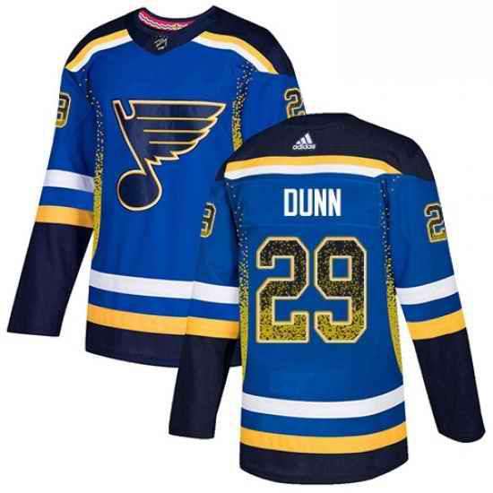 Mens Adidas St Louis Blues #29 Vince Dunn Authentic Blue Drift Fashion NHL Jersey