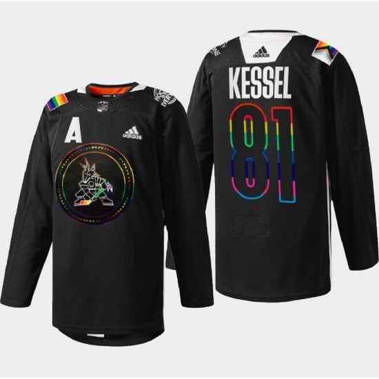 Men Arizona Coyotes #81 Phil Kessel 2022 Black Pride Night Stitched Jersey->arizona coyotes->NHL Jersey