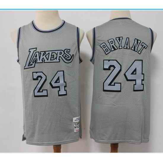 Men Los Angeles Lakers #24 Kobe Bryant Grey Throwback Stitched Basketball Jersey