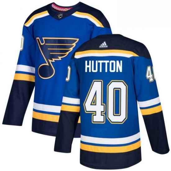 Mens Adidas St Louis Blues #40 Carter Hutton Premier Royal Blue Home NHL Jersey