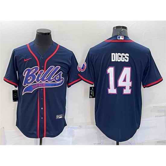 Men Buffalo Bills #14 Stefon Diggs Navy With Patch Cool Base Stitched Baseb->buffalo bills->NFL Jersey