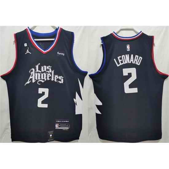 Men Los Angeles Clippers #2 Kawhi Leonard Black Stitched Jersey