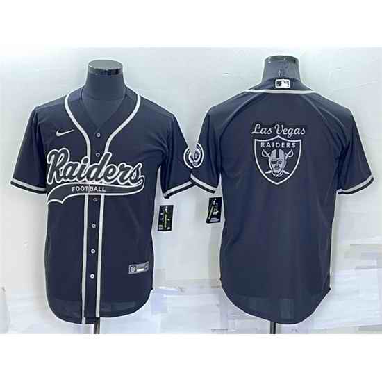 Men Las Vegas Raiders Black Team Big Logo With Patch Cool Base Stitched Baseb->las vegas raiders->NFL Jersey